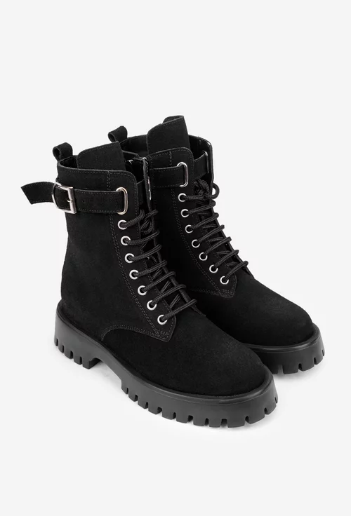 Ghete dama din piele intoarsa neagra