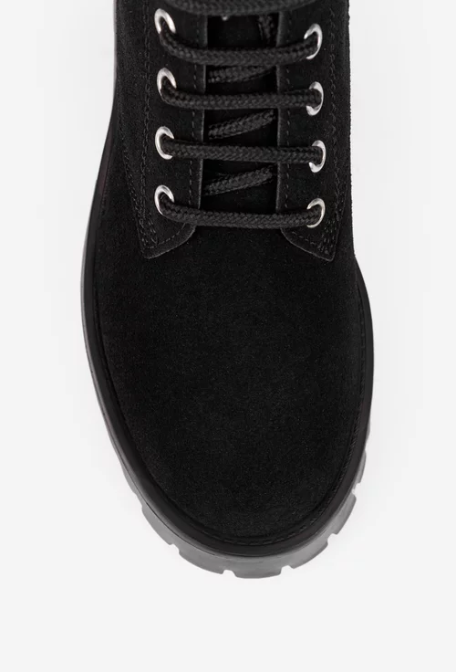 Ghete dama din piele intoarsa neagra