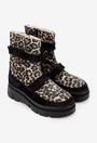 Ghete  dama din piele intoarsa neagra cu animal print