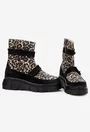 Ghete  dama din piele intoarsa neagra cu animal print