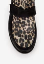 Ghete  dama din piele intoarsa neagra cu animal print