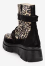 Ghete  dama din piele intoarsa neagra cu animal print