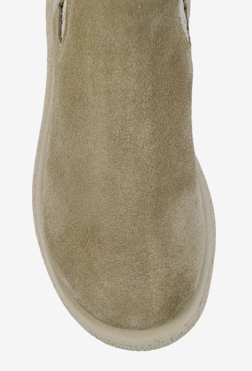 Ghete dama din piele intoarsa si material textil bej