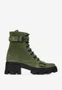 Ghete dama din piele intoarsa verde accesorizate