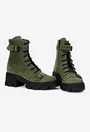 Ghete dama din piele intoarsa verde accesorizate