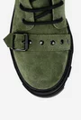 Ghete dama din piele intoarsa verde accesorizate