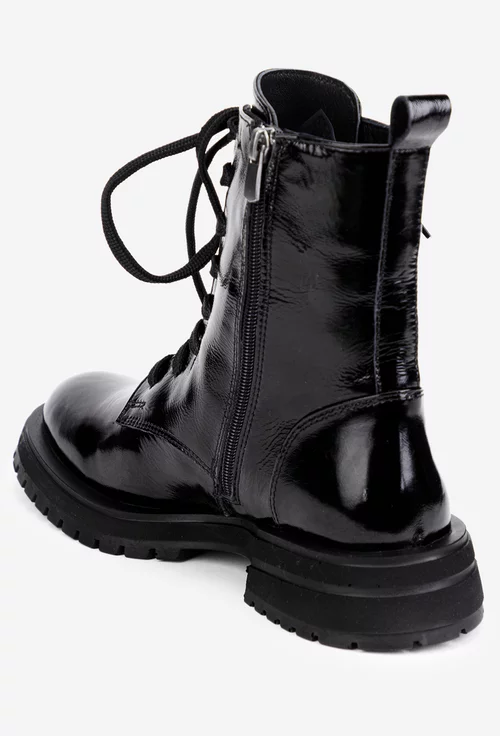 Ghete dama din piele lacuita neagra