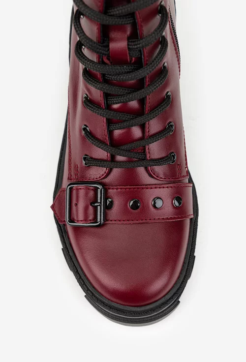 Ghete dama din piele naturala burgundy accesorizate picture - 6