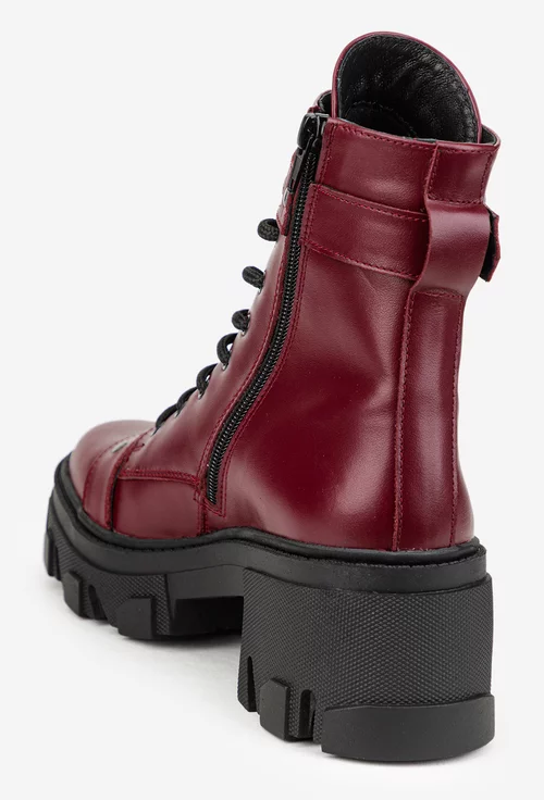 Ghete dama din piele naturala burgundy accesorizate picture - 3