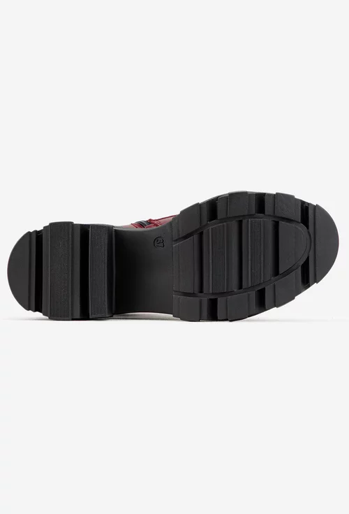 Ghete dama din piele naturala burgundy accesorizate picture - 4