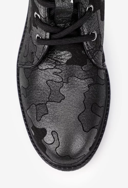 Ghete dama din piele naturala cu imprimeu verde