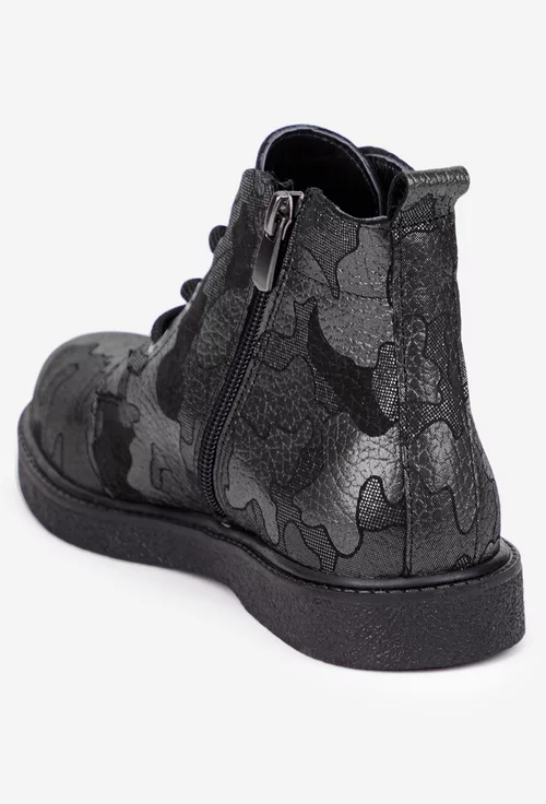 Ghete dama din piele naturala cu imprimeu verde