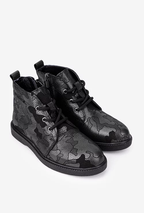 Ghete dama din piele naturala cu imprimeu verde