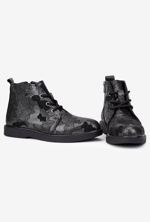 Ghete dama din piele naturala cu imprimeu verde