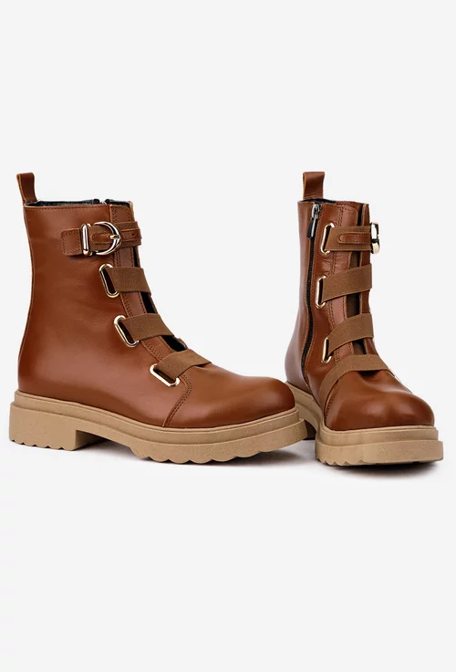 Ghete dama din piele naturala maro