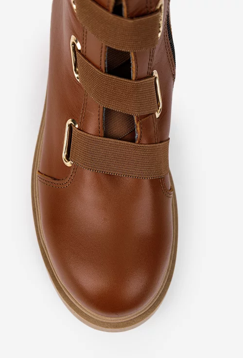 Ghete dama din piele naturala maro