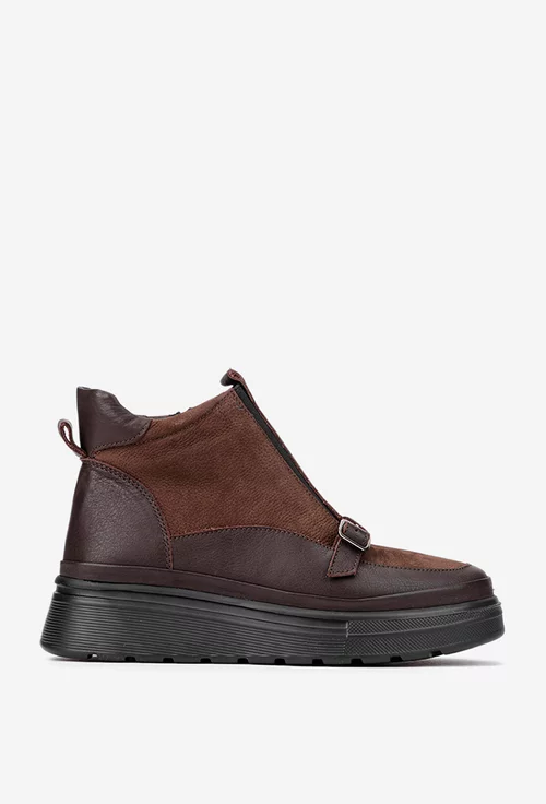 Ghete dama din piele naturala maro