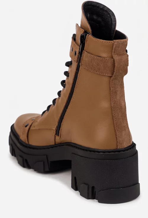 Ghete dama din piele naturala maro accesorizate