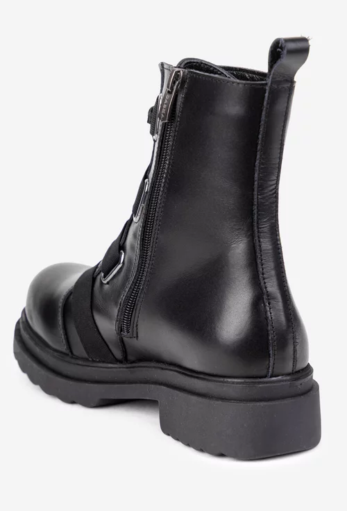 Ghete dama din piele naturala neagra