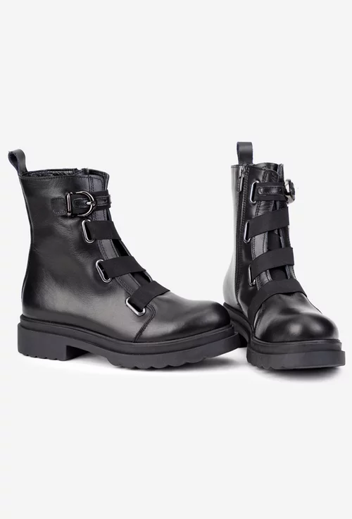 Ghete dama din piele naturala neagra