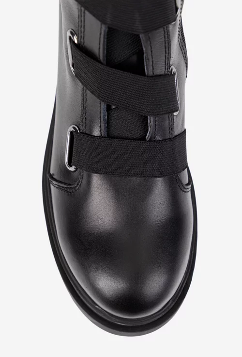 Ghete dama din piele naturala neagra