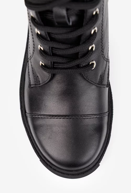 Ghete dama din piele naturala neagra