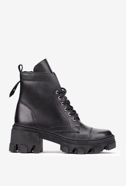 Ghete dama din piele naturala neagra