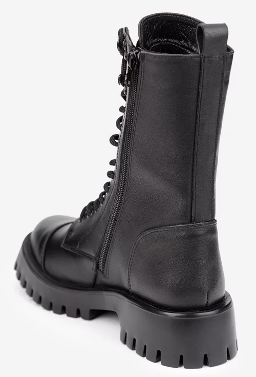 Ghete dama din piele naturala neagra