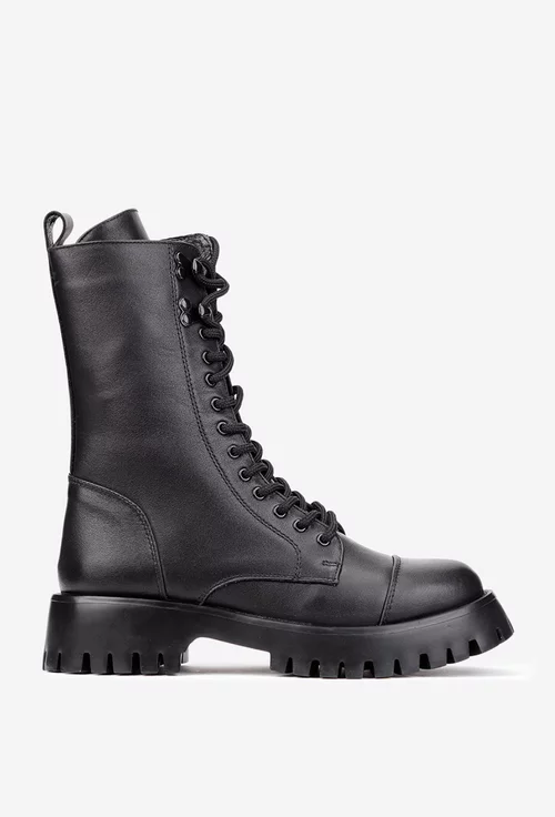 Ghete dama din piele naturala neagra