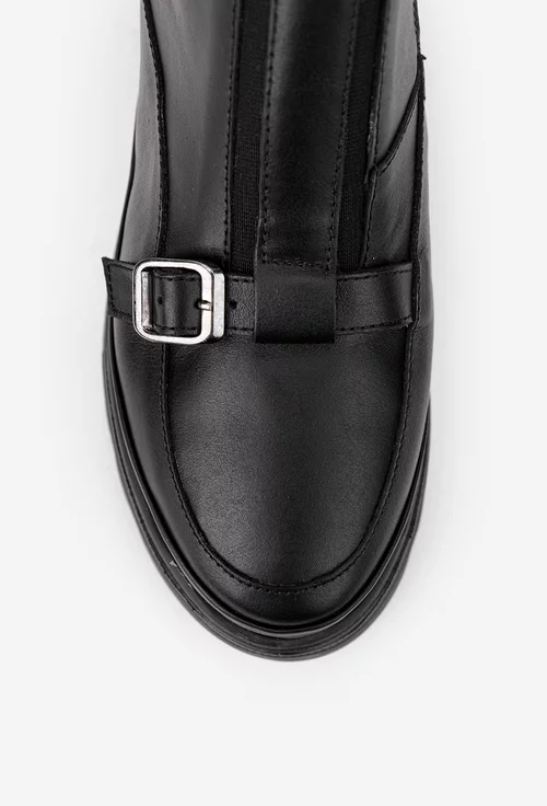 Ghete dama din piele naturala neagra