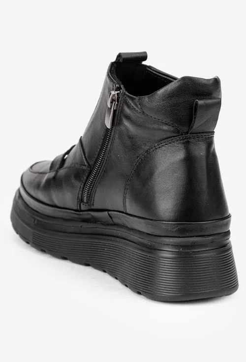 Ghete dama din piele naturala neagra