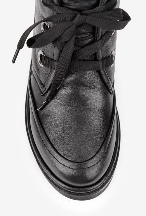 Ghete dama din piele naturala neagra