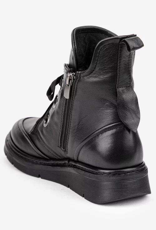 Ghete dama din piele naturala neagra