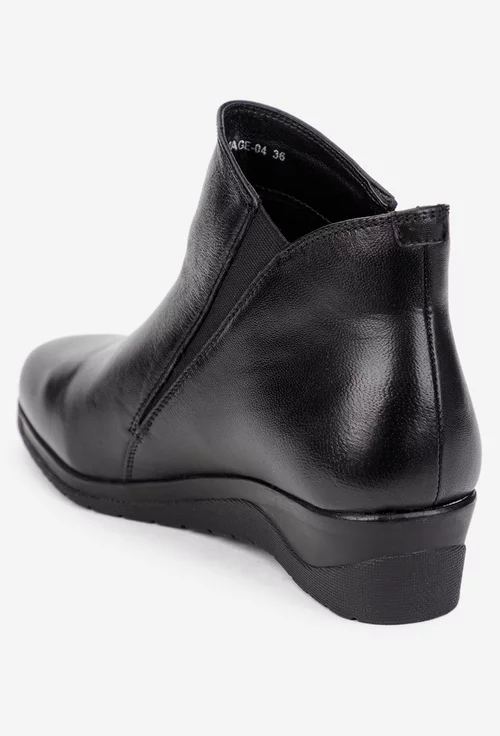 Ghete dama din piele naturala neagra cu fermoar