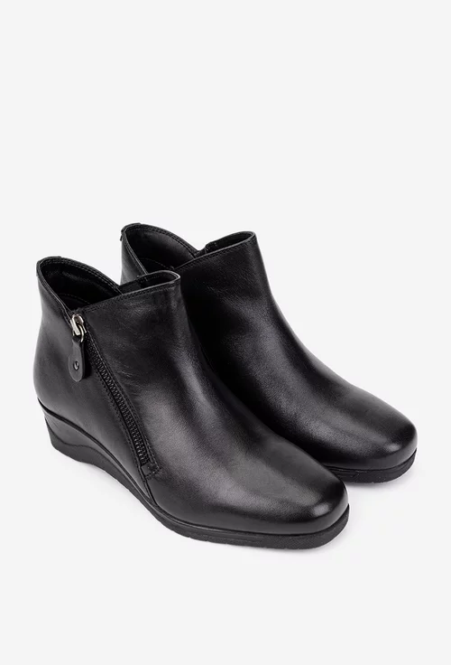 Ghete dama din piele naturala neagra cu fermoar