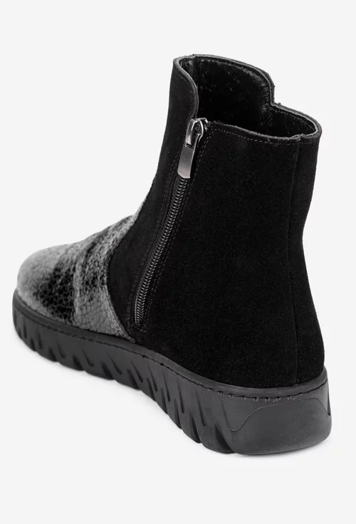 Ghete dama din piele neagra cu fermoar