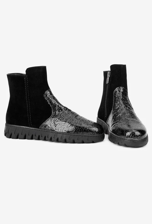 Ghete dama din piele neagra cu fermoar