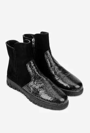 Ghete dama din piele neagra cu fermoar