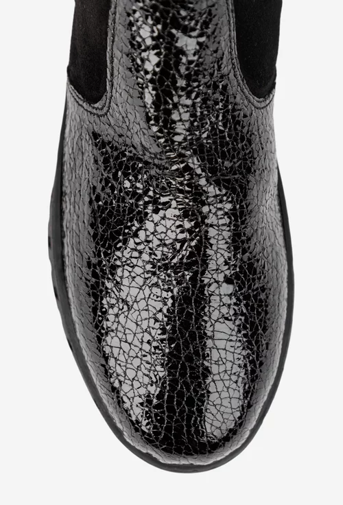 Ghete dama din piele neagra cu fermoar