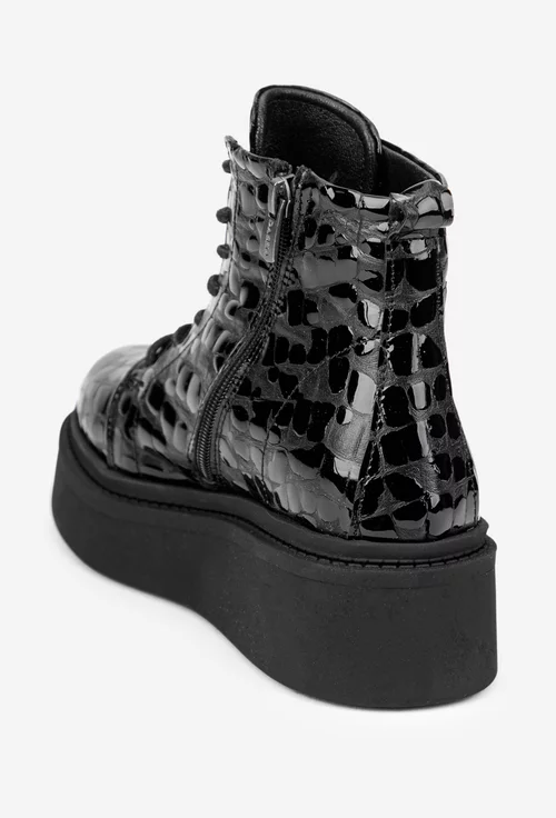 Ghete dama din piele neagra cu model