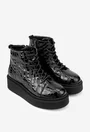 Ghete dama din piele neagra cu model