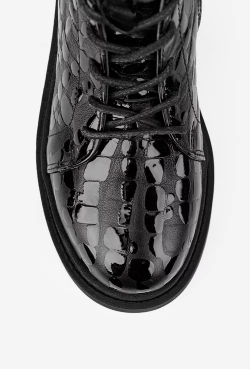 Ghete dama din piele neagra cu model