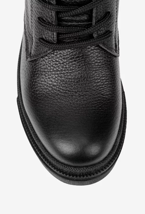 Ghete dama din piele texturata neagra