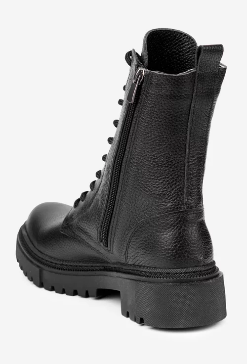 Ghete dama din piele texturata neagra