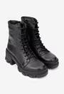 Ghete dama din piele texturata neagra