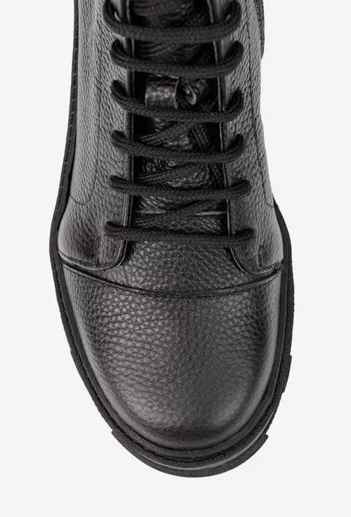 Ghete dama din piele texturata neagra