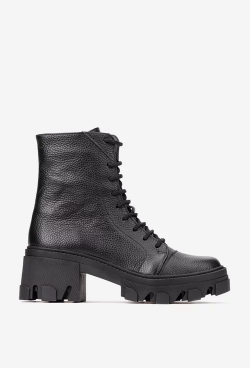 Ghete dama din piele texturata neagra