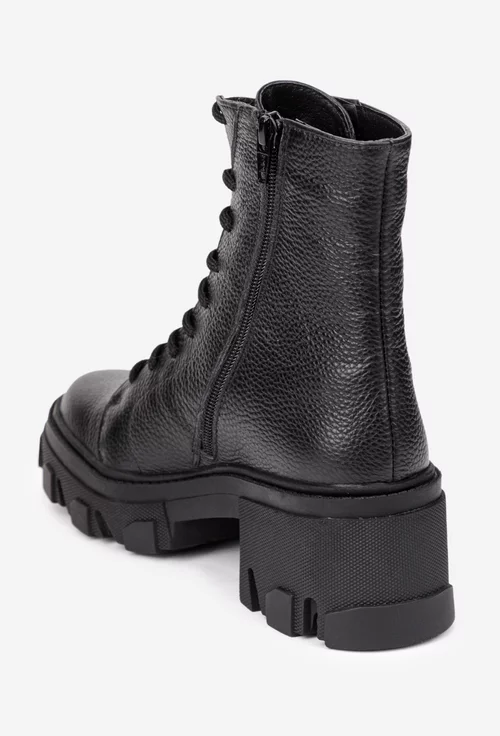 Ghete dama din piele texturata neagra