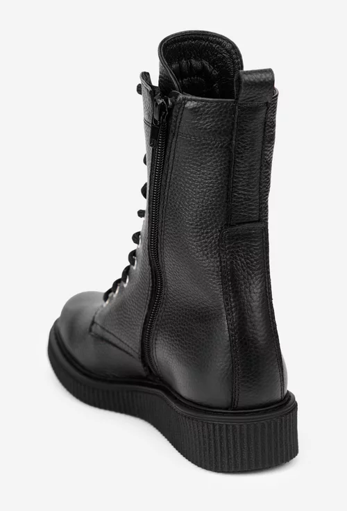 Ghete dama din piele texturata neagra