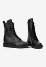 Ghete dama din piele texturata neagra